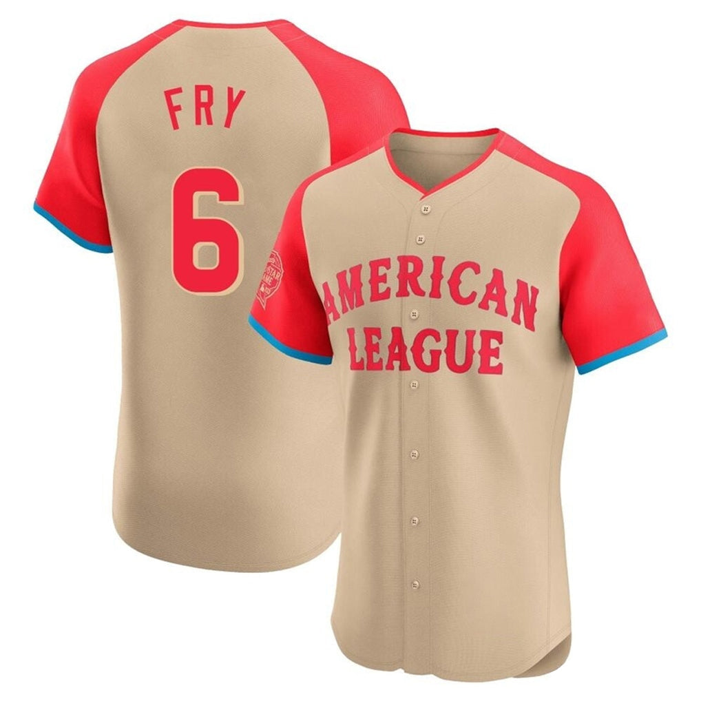 Trusc C.Guardians #6 David Fry Player Cream American League All-Star Limited Elite Home Stitched Jerseys