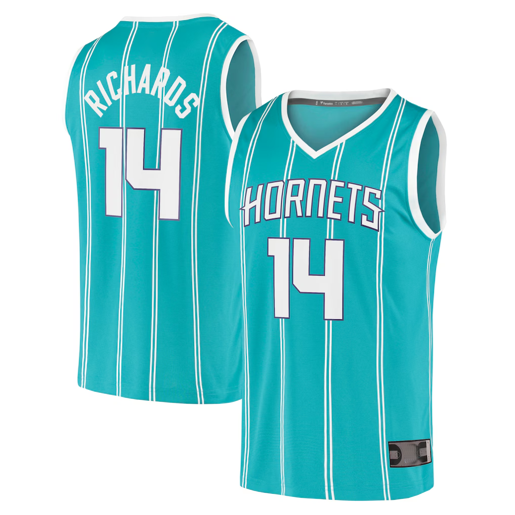 Trusc C.Hornets #14 Nick Richards  Teal Fast Break Replica Jerseys - Icon Edition