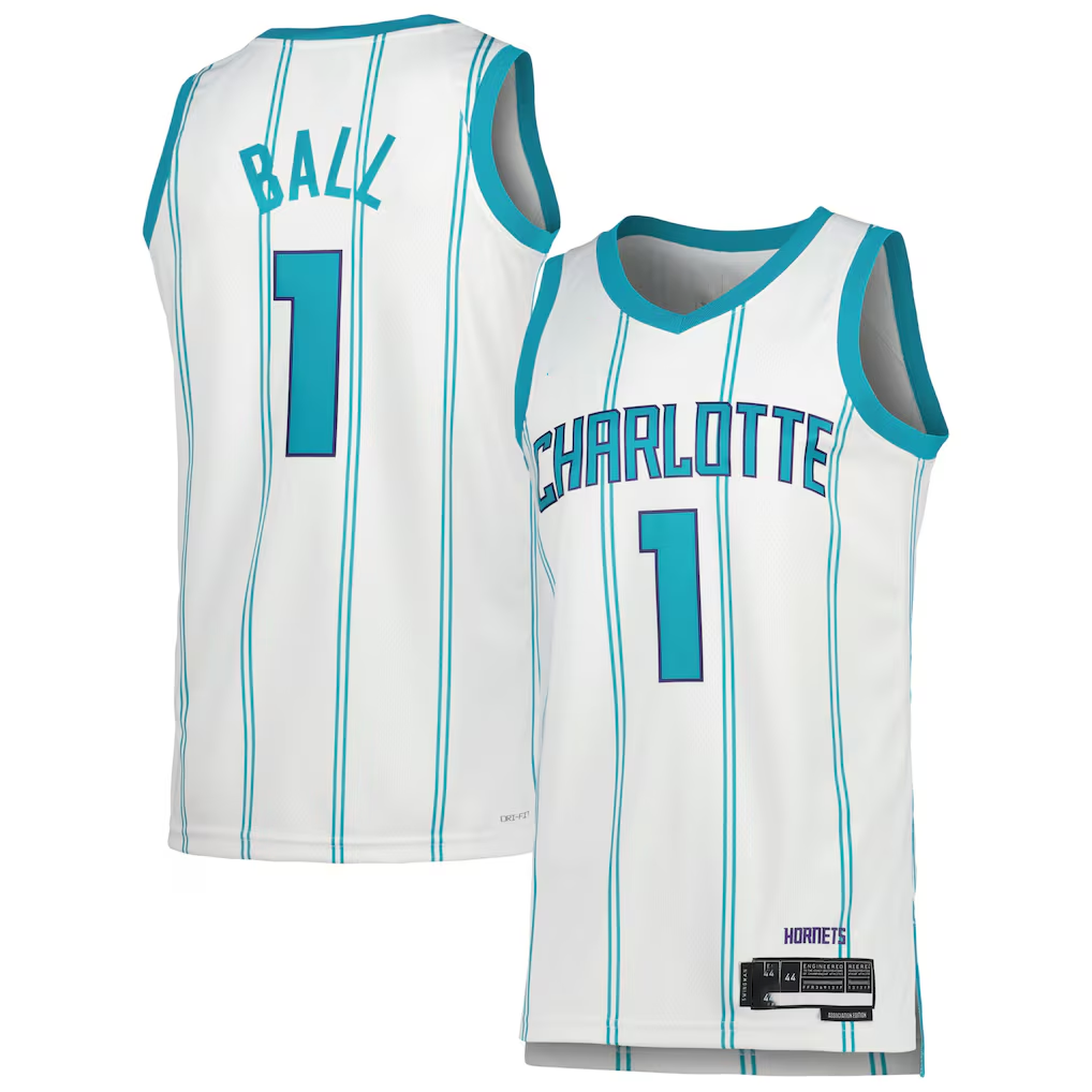 Trusc C.Hornets #1 LaMelo Ball  White Swingman Jerseys - Association Edition