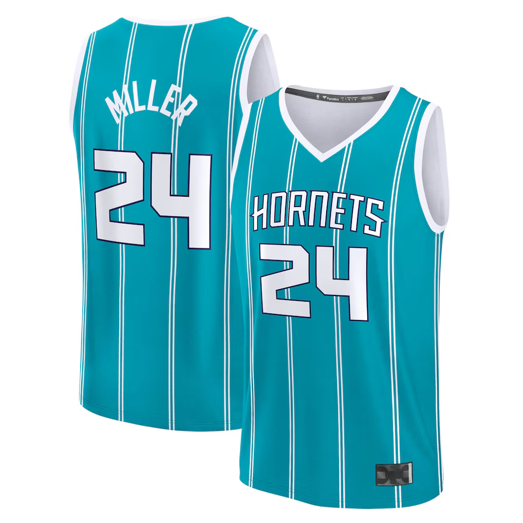 Trusc C.Hornets #24 Brandon Miller  Teal Fast Break Replica Jerseys - Icon Edition