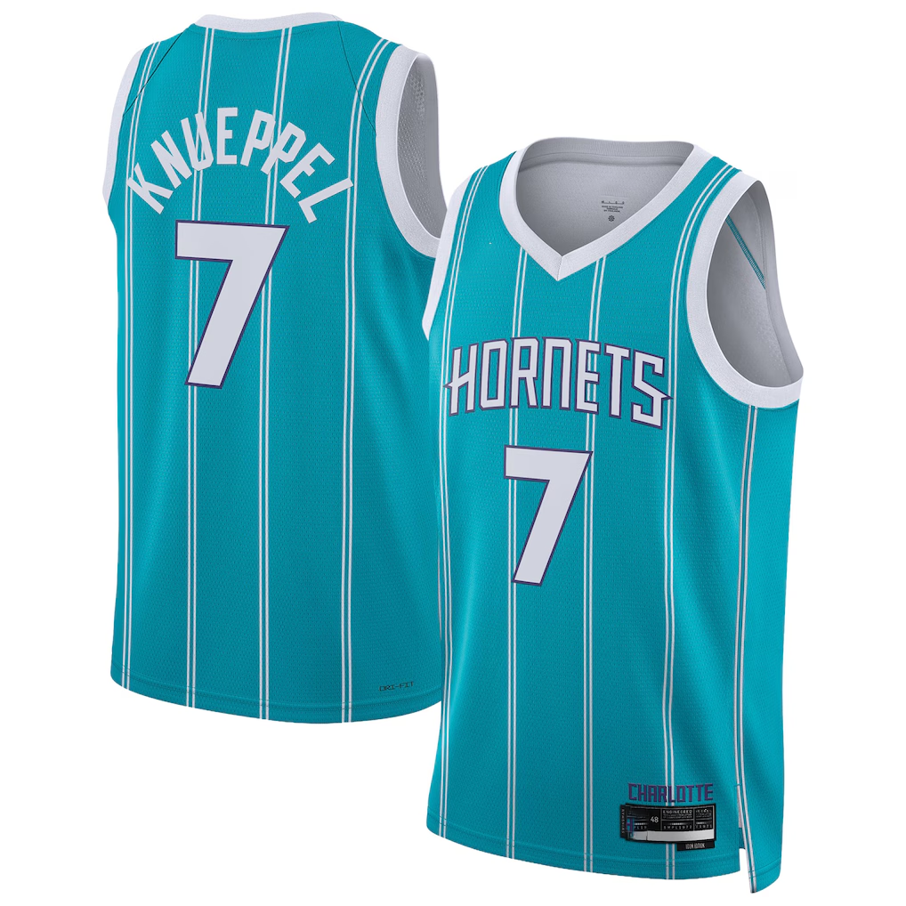 Trusc C.Hornets #7 Kon Knueppel  Teal Swingman Jerseys - Icon Edition
