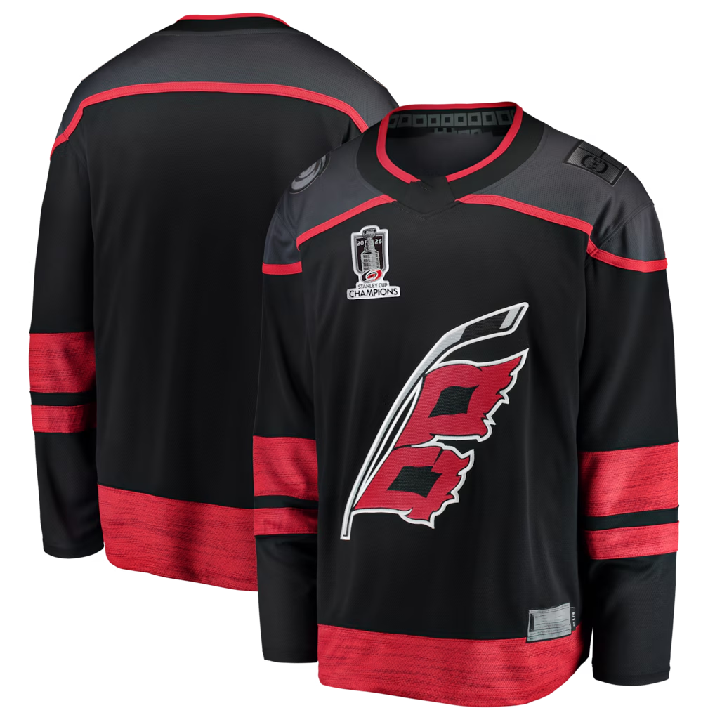 Trusc C.Hurricanes Black 2026 Stanley Cup Champions Home Breakaway Stitched Jerseys