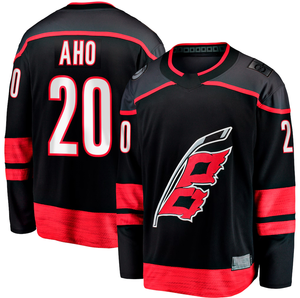 Trusc C.Hurricanes #20 Sebastian Aho Black Home Breakaway Stitched Jerseys