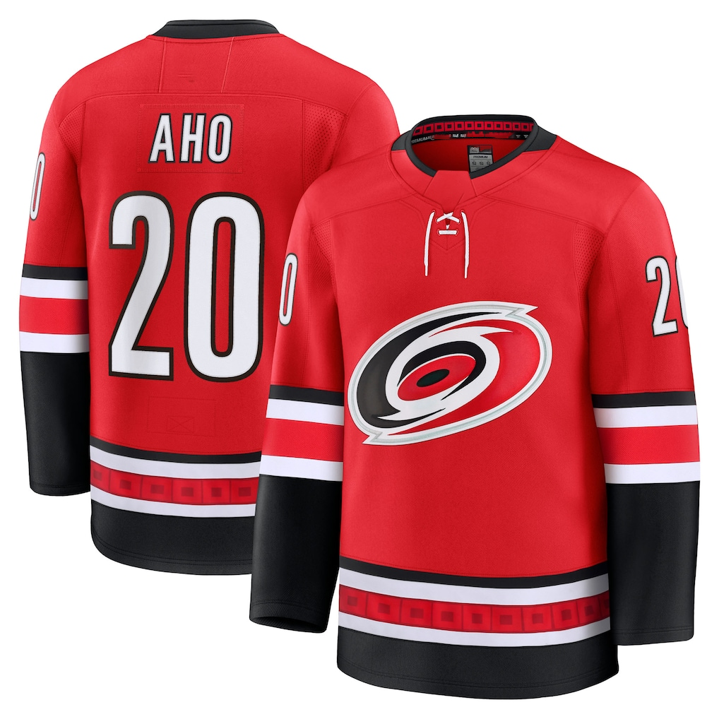 Trusc C.Hurricanes #20 Sebastian Aho Red Alternate Premium Stitched Jerseys