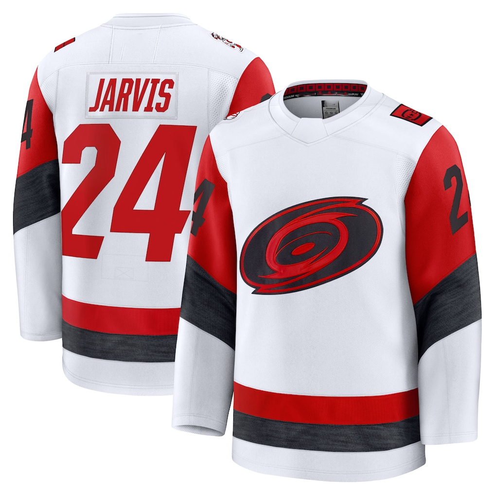 Trusc C.Hurricanes #24 Seth Jarvis White Away Premium Stitched Jerseys