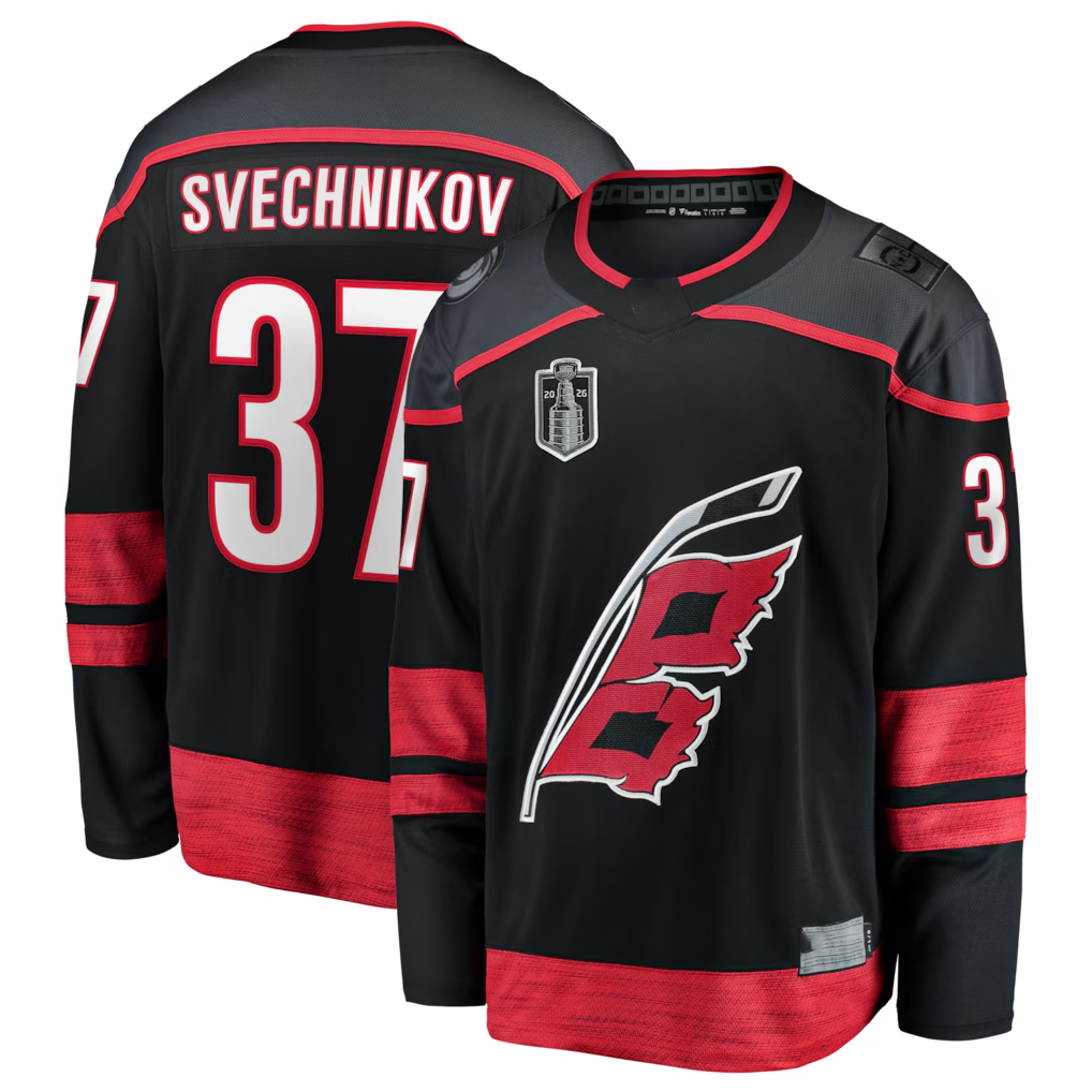 Trusc C.Hurricanes #37 Andrei Svechnikov Black 2026 Stanley Cup Final Home Breakaway Stitched Jerseys