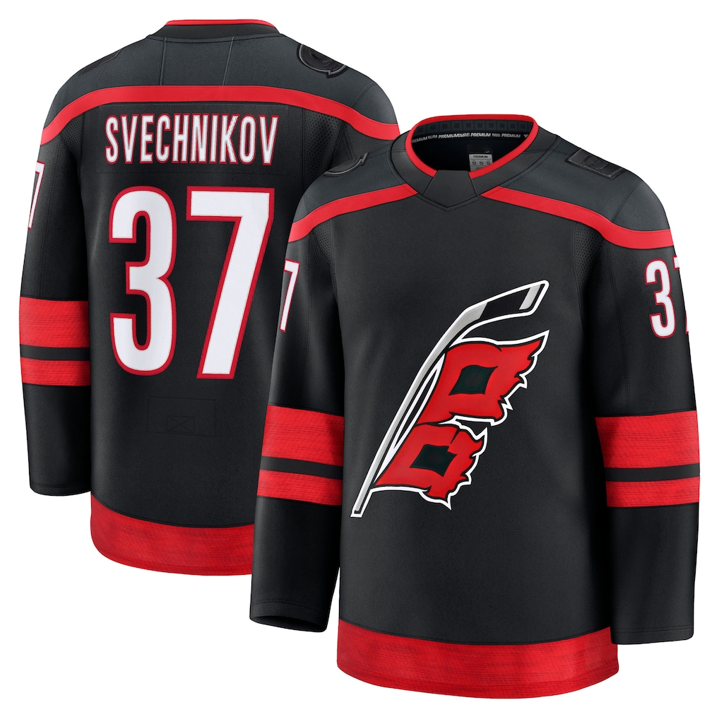 Trusc C.Hurricanes #37 Andrei Svechnikov Black Home Premium Stitched Jerseys