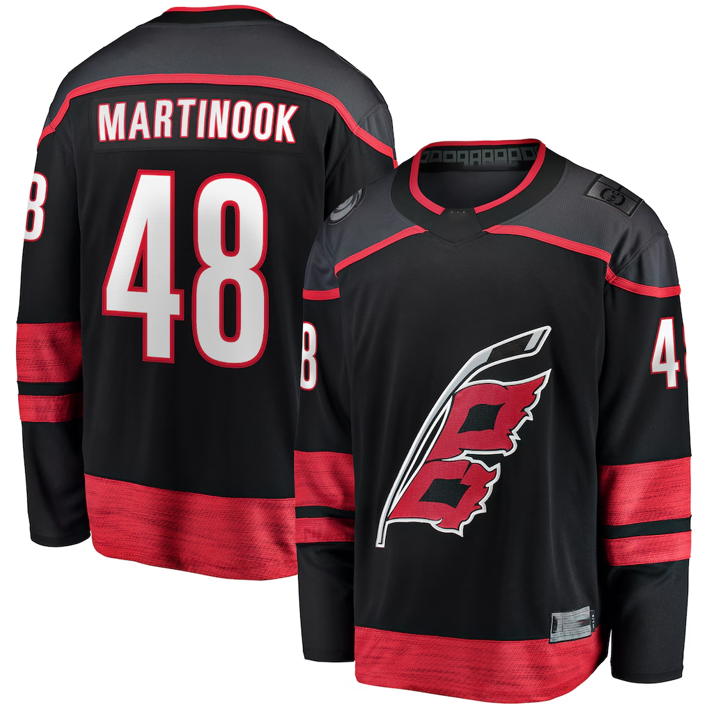 Trusc C.Hurricanes #48 Jordan Martinook Black Home Breakaway Stitched Jerseys