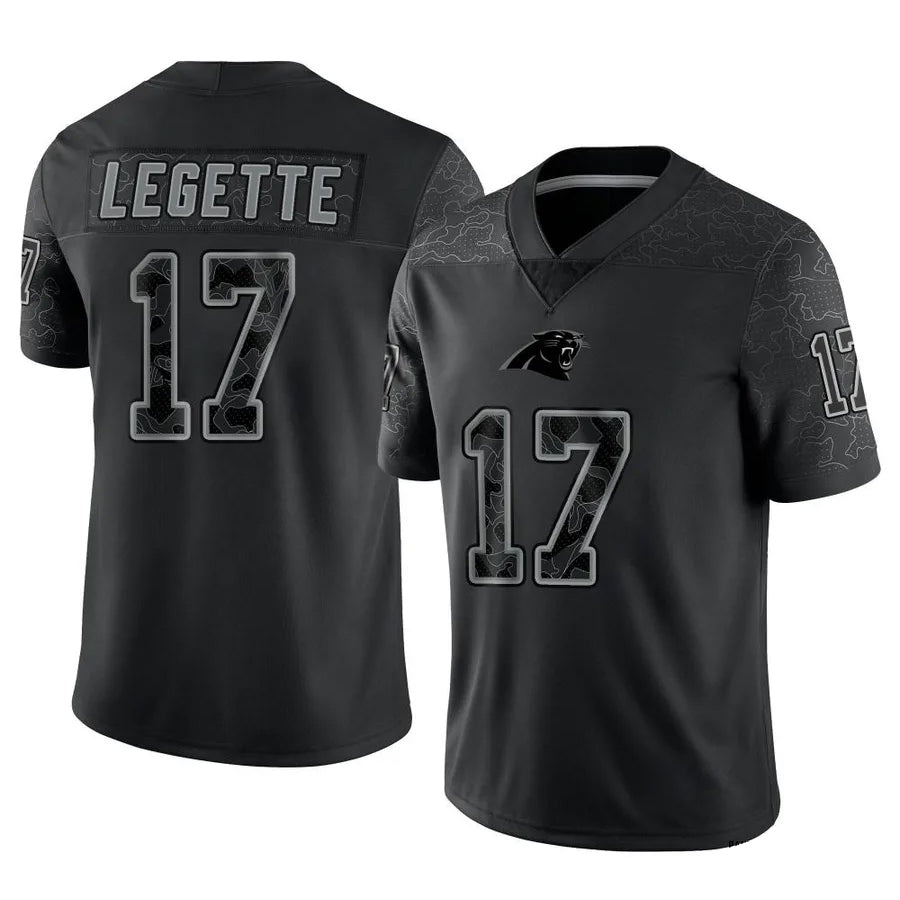 Trusc C.Panthers #17 Xavier Legette Player Black REFLECTIVE Limited Stitched Jerseys