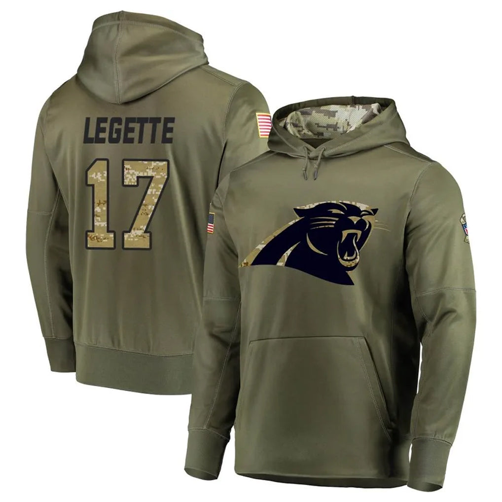 Trusc C.Panthers #17 Xavier Legette Player Olive Salute to Service Limited Hoodies Stitched Jerseys