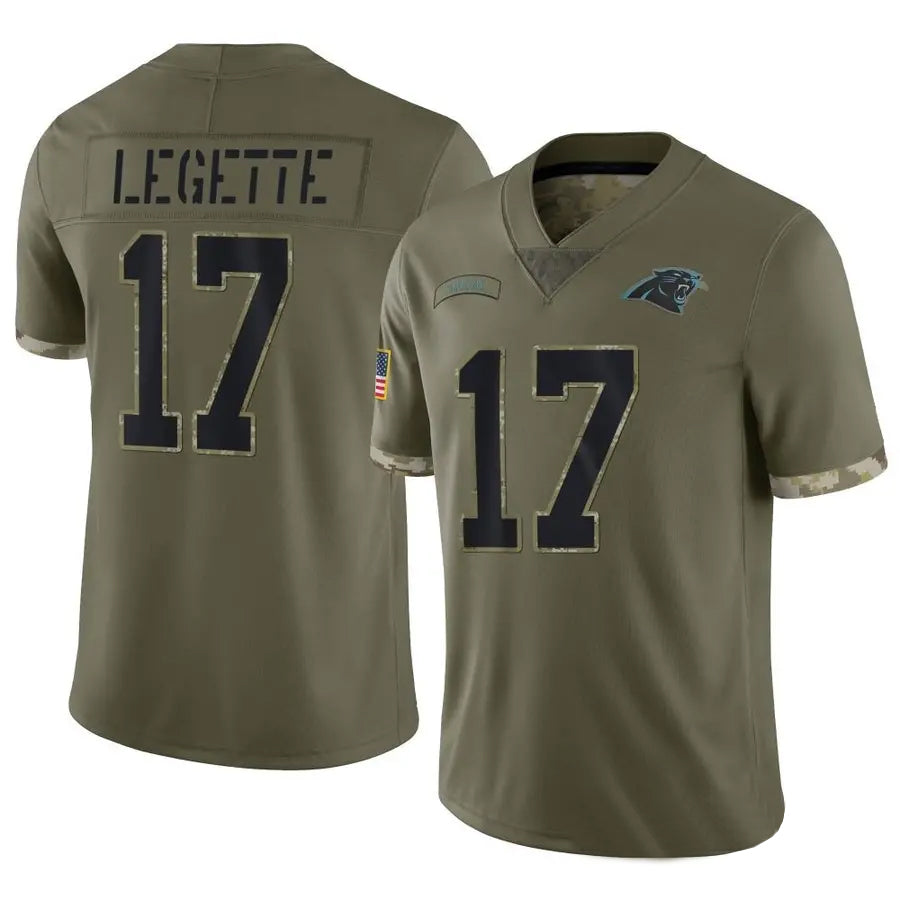 Trusc C.Panthers #17 Xavier Legette Player Salute To Service Olive Stitched Jerseys