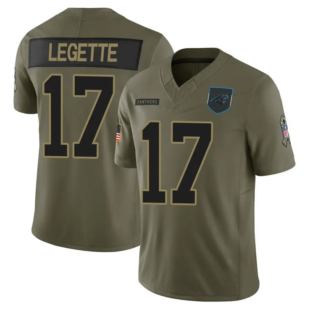 Trusc C.Panthers #17 Xavier Legette Player Salute To Service Olive Limited Stitched Jerseys