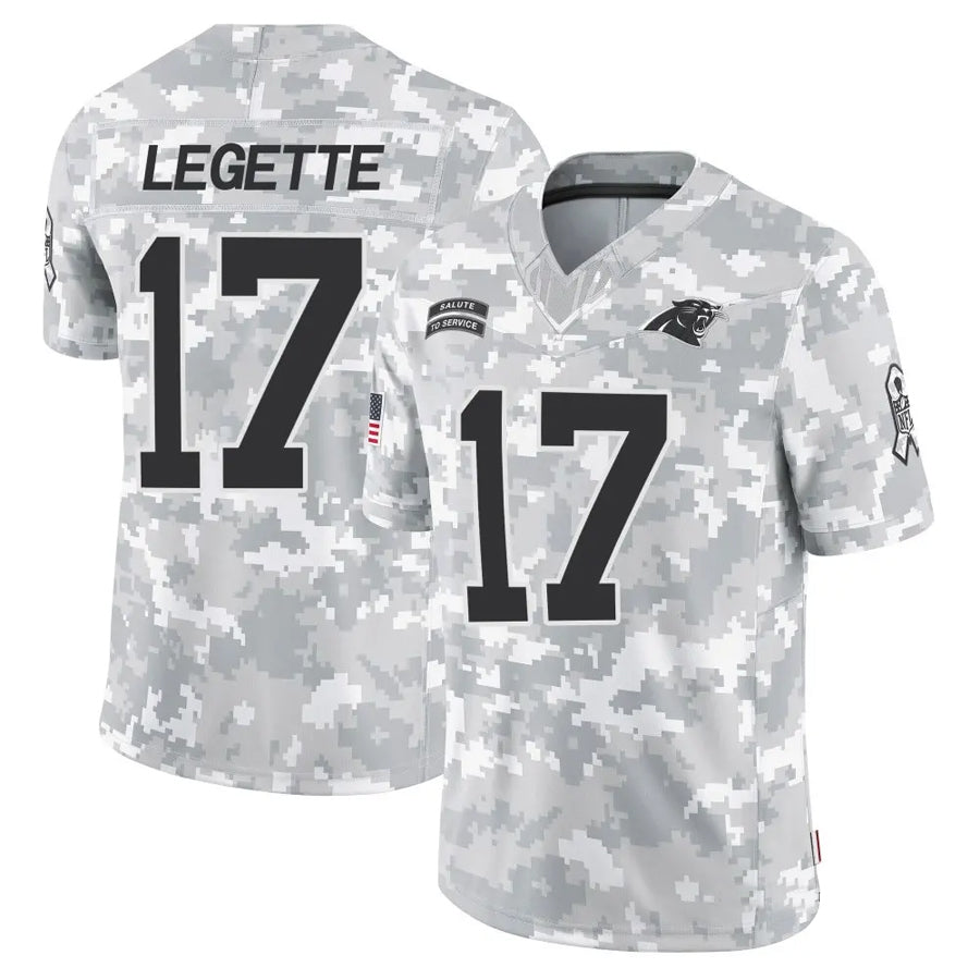 Trusc C.Panthers #17 Xavier Legette Player Salute to Service Limited Arctic Camo Stitched Jerseys
