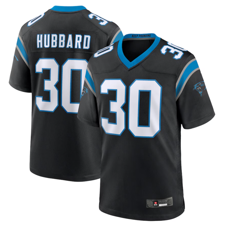 Trusc C.Panthers #30 Chuba Hubbard Player Black Team Game Stitched Jerseys