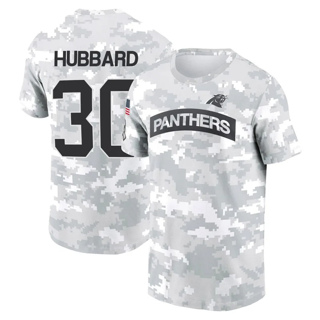 Trusc C.Panthers #30 Chuba Hubbard Player Salute to Service Hoodies & T-Shirts Stitched Jerseys