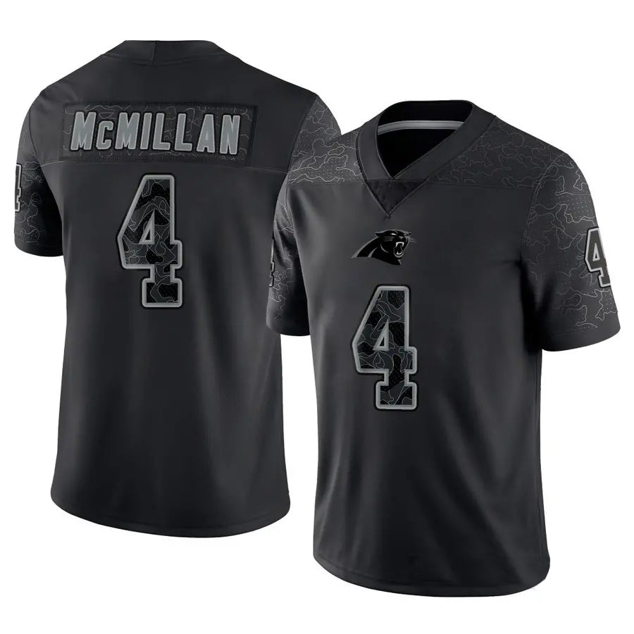 Trusc C.Panthers #4 Tetairoa McMillan Player Black REFLECTIVE Limited Stitched Jerseys