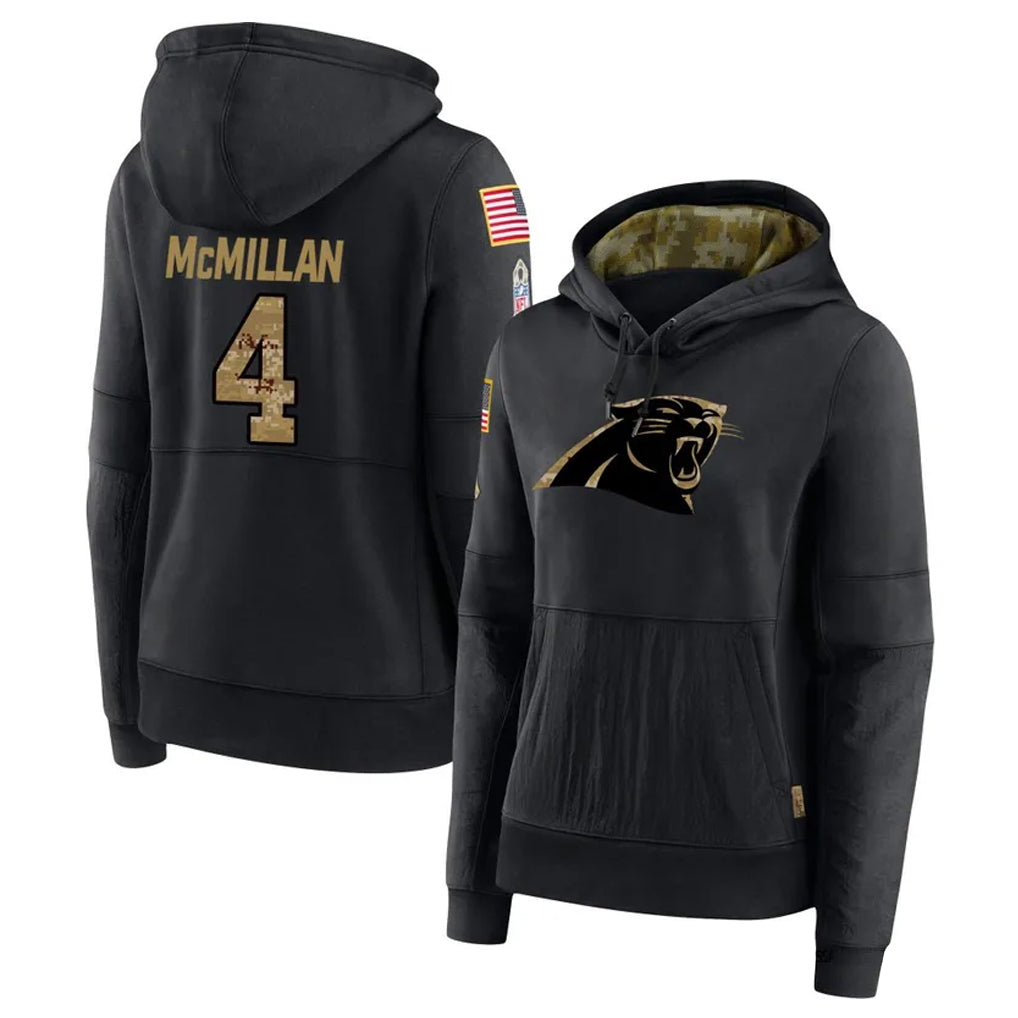 Trusc C.Panthers #4 Tetairoa McMillan Player Black Salute to Service Hoodies Stitched Jerseys