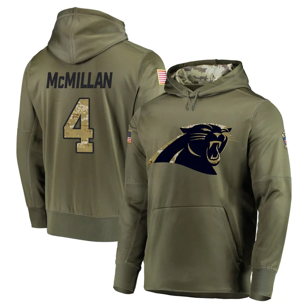 Trusc C.Panthers #4 Tetairoa McMillan Player Olive Salute to Service Limited Hoodies Stitched Jerseys