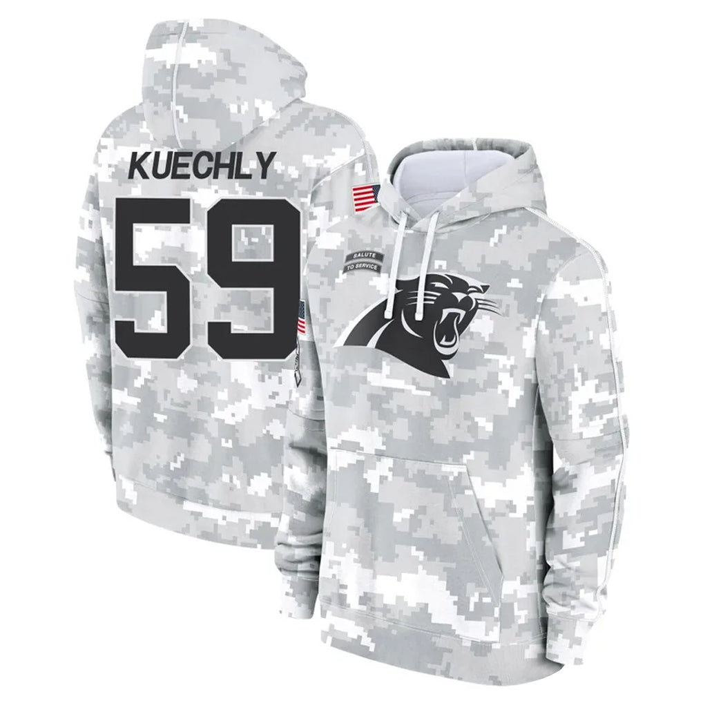 Trusc C.Panthers #59 Luke Kuechly Player Arctic Camo Salute to Service Hoodies Stitched Jerseys