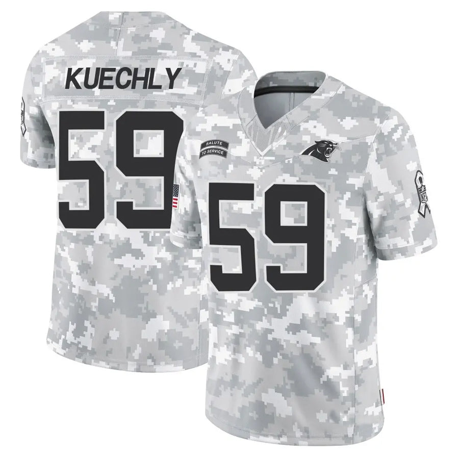Trusc C.Panthers #59 Luke Kuechly Player Arctic Camo Salute to Service Limited Stitched Jerseys