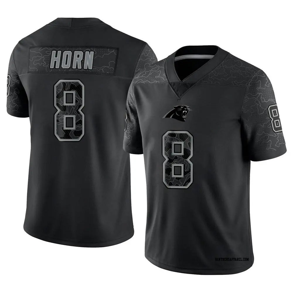 Trusc C.Panthers #8 Jaycee Horn Player Black RFLCTV Limited Stitched Jerseys