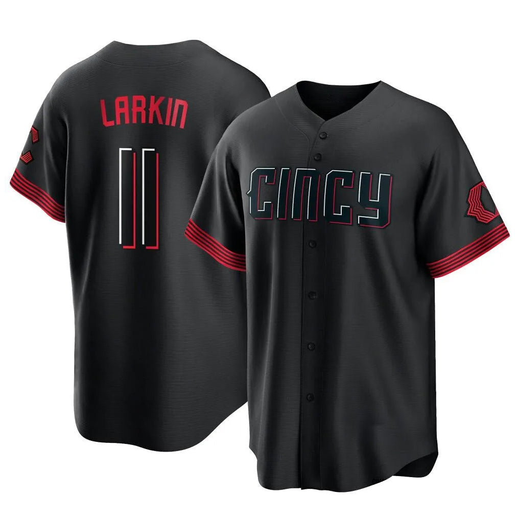 Trusc C.Reds #11 Barry Larkin Player Black City Connect Home Game Stitched Jerseys