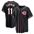 Trusc C.Reds #11 Barry Larkin Player Black Fashion Out Home Game Stitched Jerseys