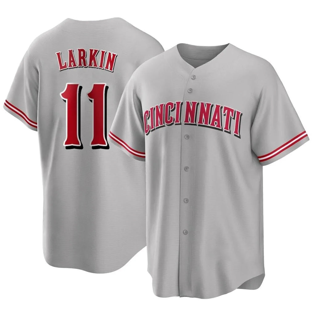 Trusc C.Reds #11 Barry Larkin Player Gray Home Game Stitched Jerseys