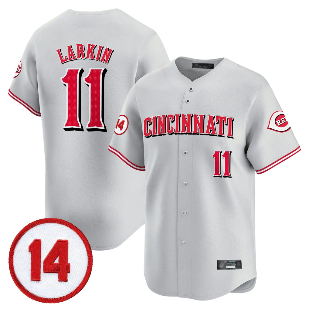 Trusc C.Reds #11 Barry Larkin Player Gray Vapor Premier Limited Home Stitched Jerseys