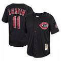 Trusc C.Reds #11 Barry Larkin Player Mitchell & Ness Black Throwback Cooperstown Mesh Game Stitched Jerseys