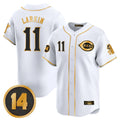 Trusc C.Reds #11 Barry Larkin Player White-Gold Vapor Premier Limited Home Stitched Jerseys