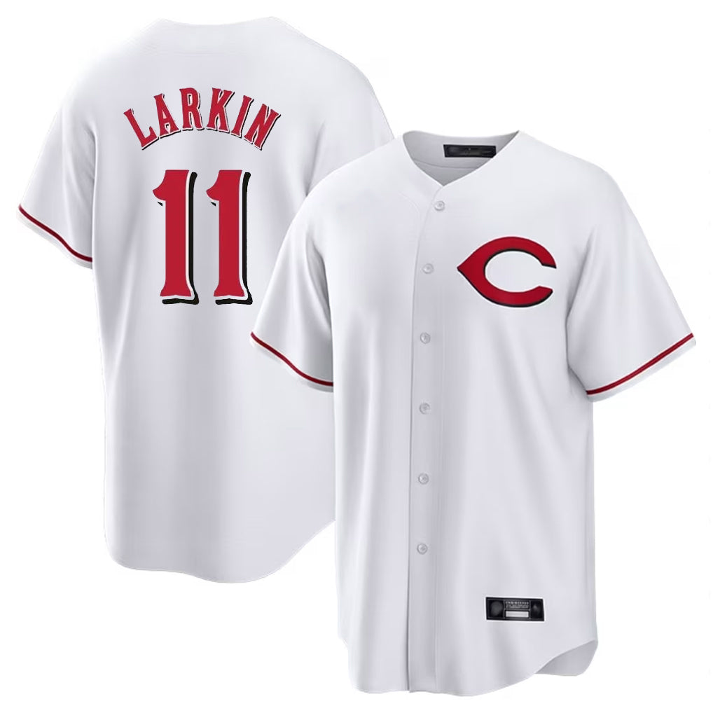 Trusc C.Reds #11 Barry Larkin Player White Home Game Stitched Jerseys