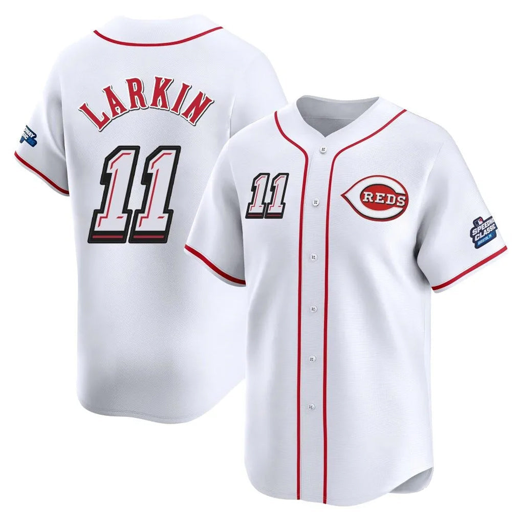 Trusc C.Reds #11 Barry Larkin Player White Speedway Classic Home Limited Stitched Jerseys