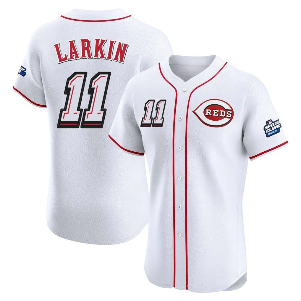 Trusc C.Reds #11 Barry Larkin Player White Speedway Classic Limited Elite Home Stitched Jerseys