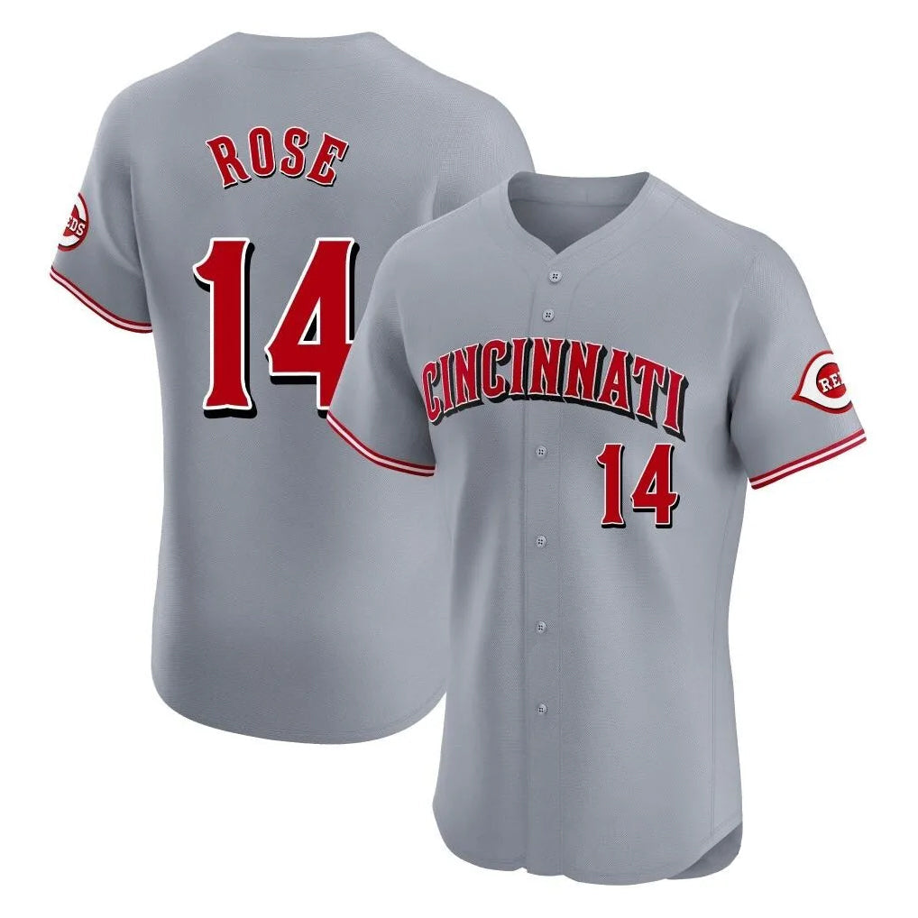 Trusc C.Reds #14 Pete Rose Player Gray Limited Elite Home Stitched Jerseys