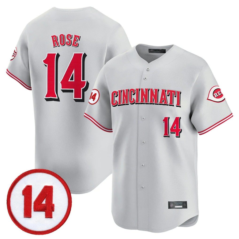 Trusc C.Reds #14 Pete Rose Player Gray Vapor Premier Limited Home Stitched Jerseys