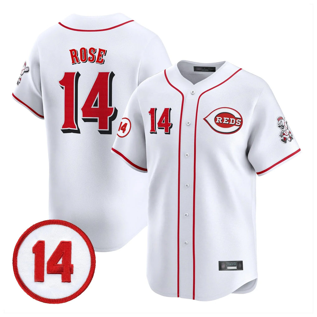 Trusc C.Reds #14 Pete Rose Player White Vapor Premier Limited Home Stitched Jerseys