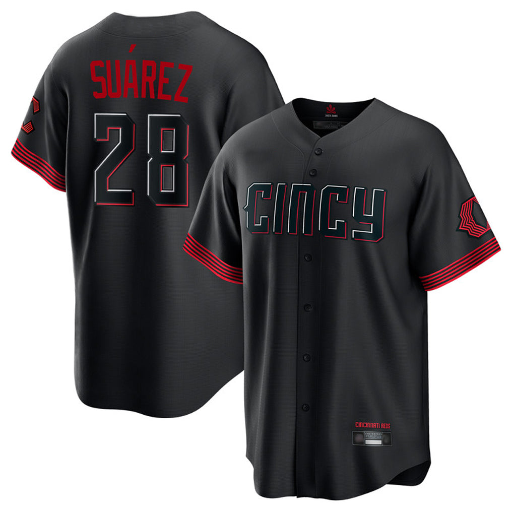 Trusc C.Reds #28 Eugenio Su¡§¡érez Player Black City Connect Home Game Stitched Jerseys
