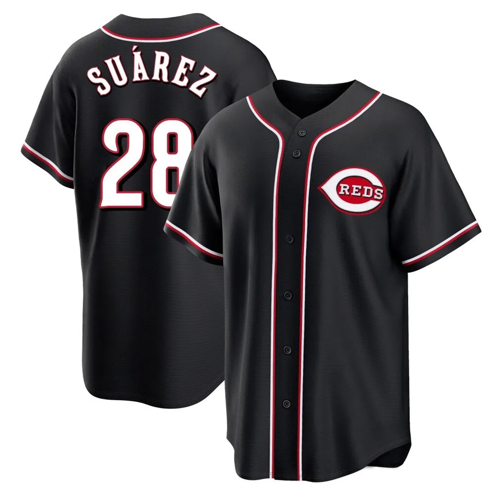 Trusc C.Reds #28 Eugenio Su¡§¡érez Player Black Fashion Out Home Game Stitched Jerseys