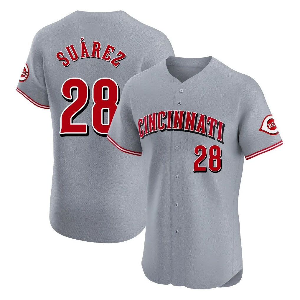 Trusc C.Reds #28 Eugenio Su¡§¡érez Player Gray Limited Elite Home Stitched Jerseys
