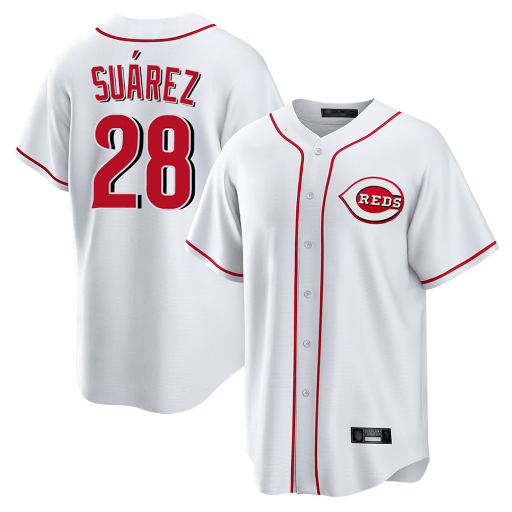 Trusc C.Reds #28 Eugenio Su¡§¡érez Player White Game Home Stitched Jerseys