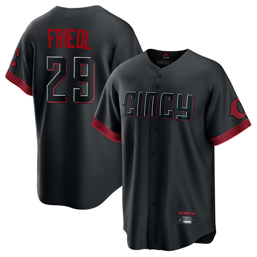 Trusc C.Reds #29 TJ Friedl Player Black City Connect Home Game Stitched Jerseys
