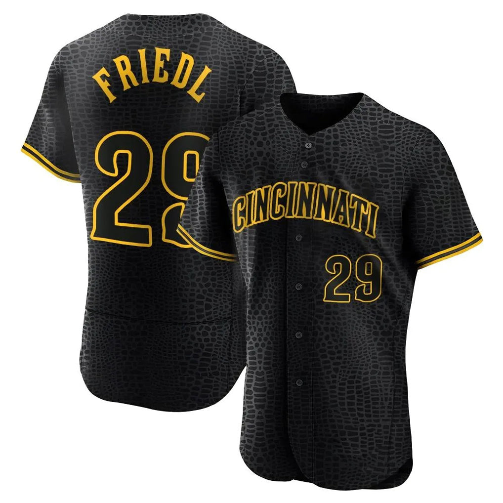 Trusc C.Reds #29 TJ Friedl Player Black Snake Skin City Limited Elite Home Stitched Jerseys