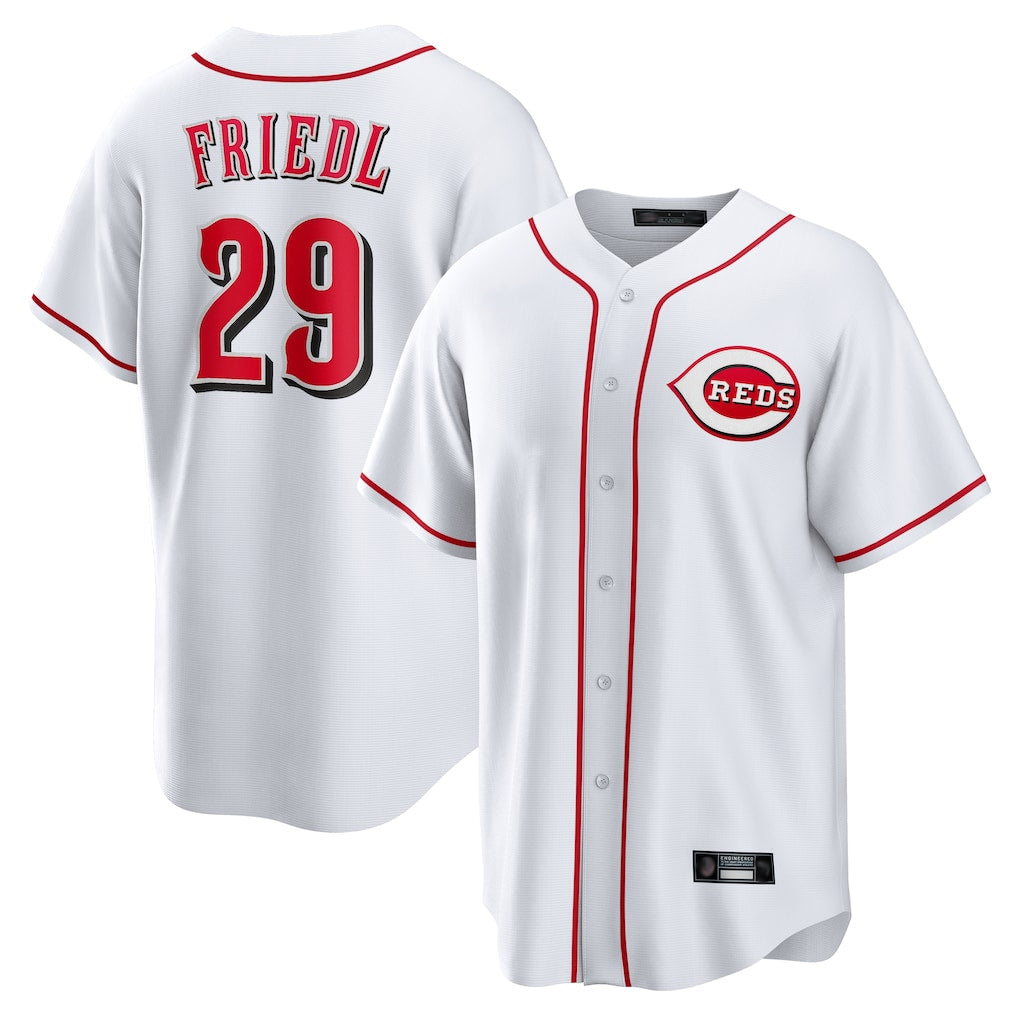 Trusc C.Reds #29 TJ Friedl Player White Game Home Stitched Jerseys