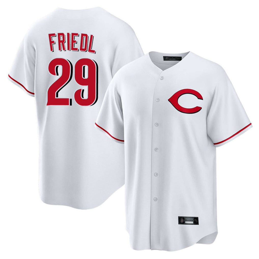 Trusc C.Reds #29 TJ Friedl Player White Home Game Stitched Jerseys