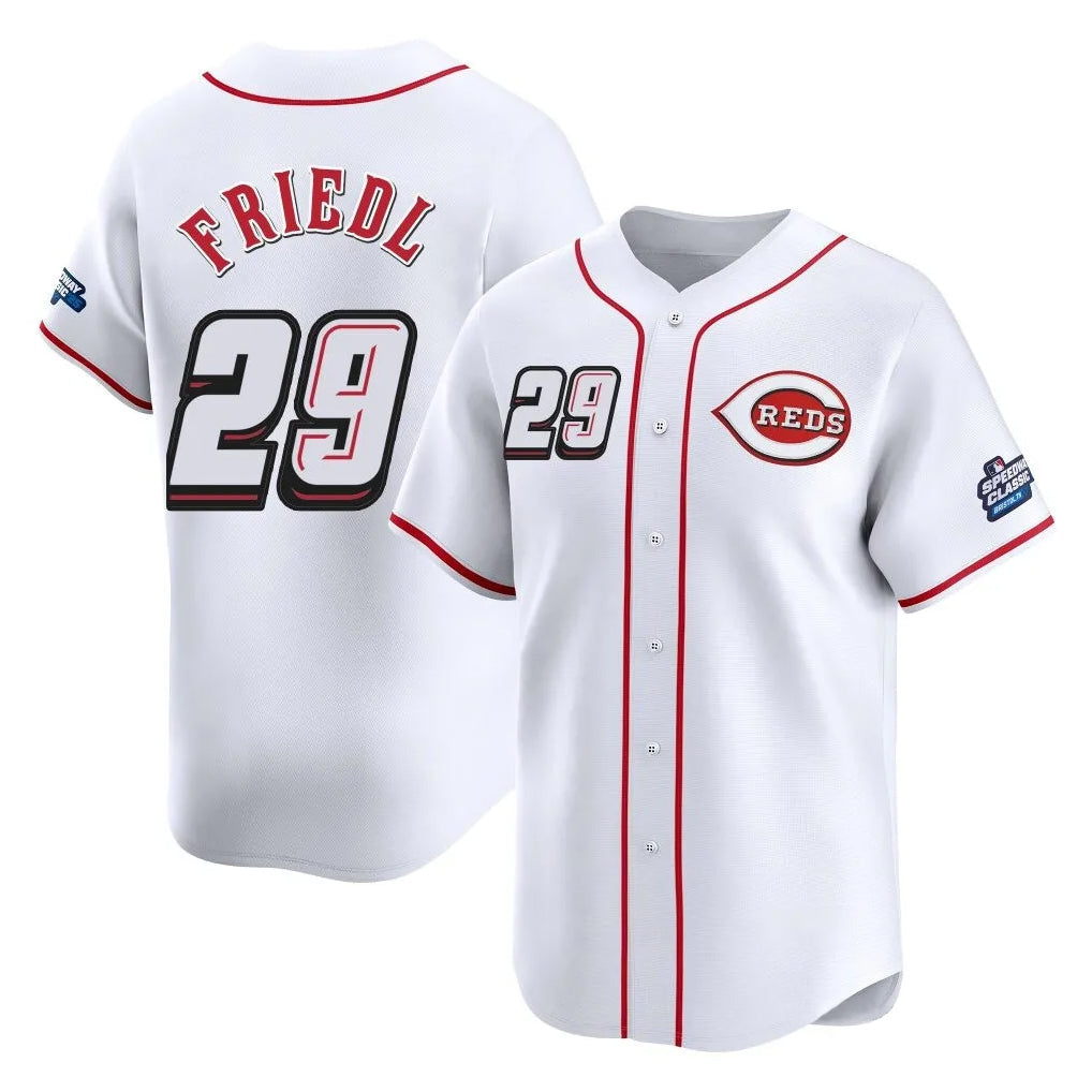 Trusc C.Reds #29 TJ Friedl Player White Speedway Classic Home Limited Stitched Jerseys
