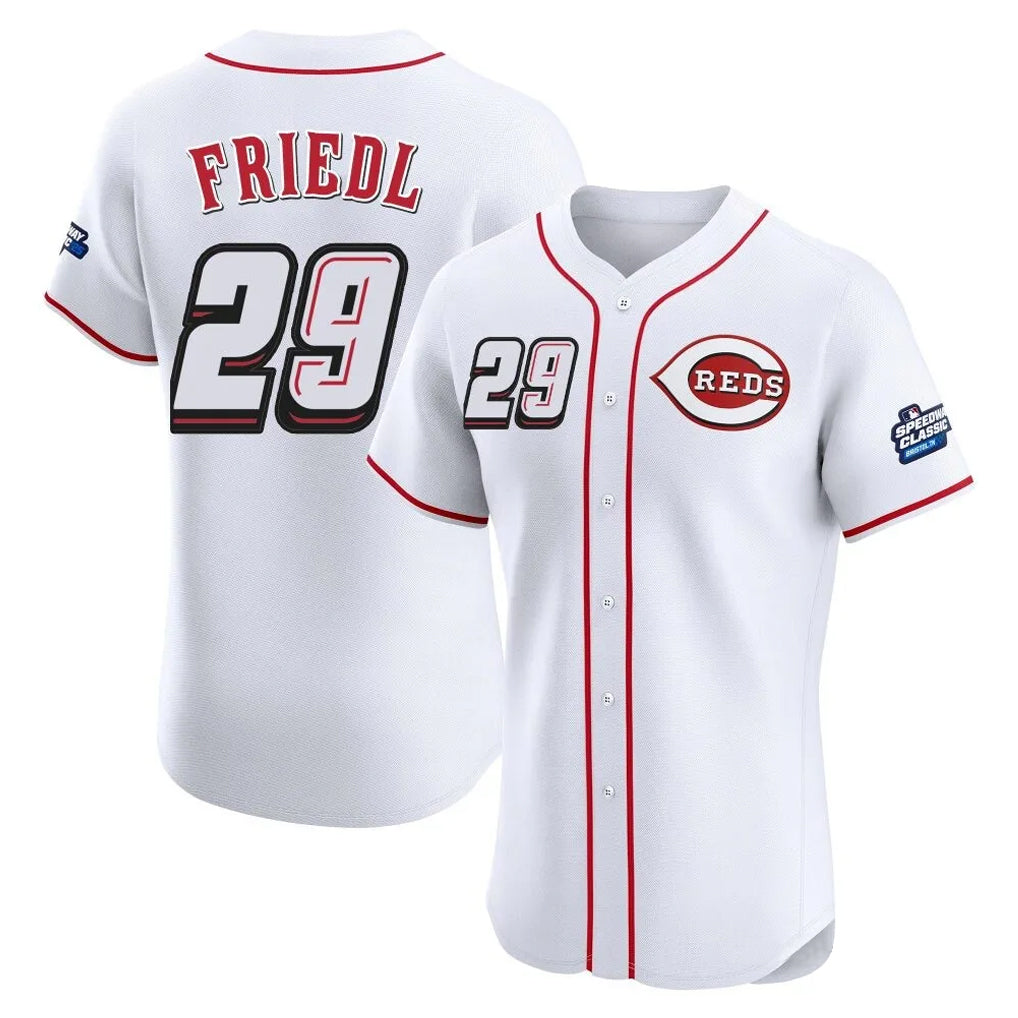 Trusc C.Reds #29 TJ Friedl Player White Speedway Classic Limited Elite Home Stitched Jerseys