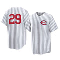 Trusc C.Reds #29 TJ Friedl Player White Stripe Field of Dreams Game Home Stitched Jerseys