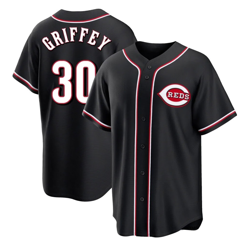 Trusc C.Reds #30 Ken Griffey Player Black Fashion Out Home Game Stitched Jerseys