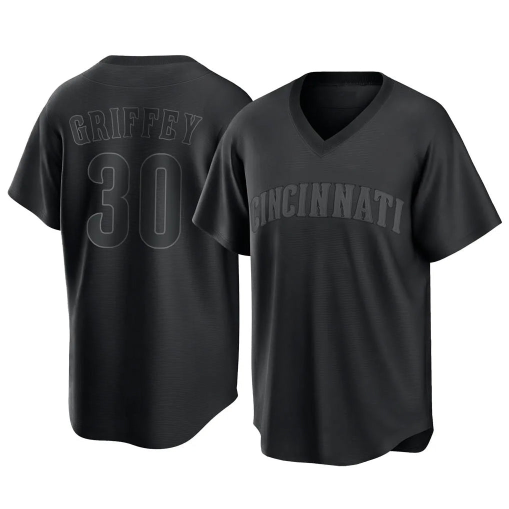 Trusc C.Reds #30 Ken Griffey Player Black T-shirt Game Home Stitched Jerseys